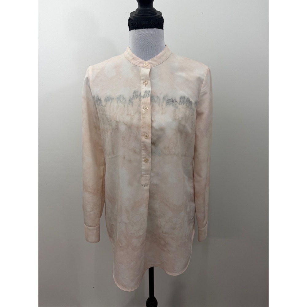 Soft Surroundings XS Pink Marble Print Band Collar Tunic Blouse 2AR60